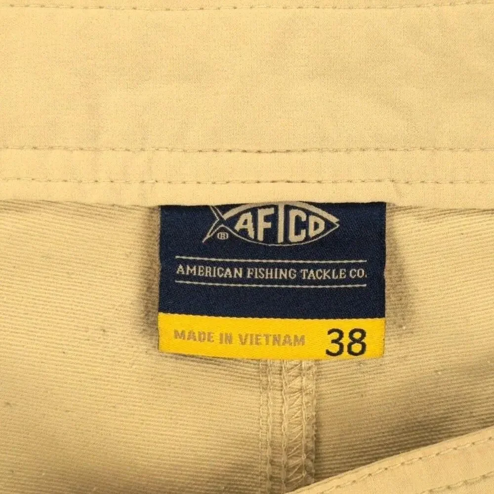 AFTCO Shorts Mens 38 Beige Nylon Cargo Fishing Stretch Pockets Outdoor Workwear